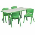 Flash Furniture Rectangle Activity Table, 23.625 W X 47.25 L X 23.5 H, Plastic, Steel, Grey YU-YCY-060-0034-RECT-TBL-GREEN-GG