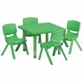 Flash Furniture Square Activity Table, 24 W X 24 L X 23.75 H, Plastic, Steel, Green YU-YCX-0023-2-SQR-TBL-GREEN-E-GG