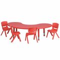 Flash Furniture Kidney Activity Table, 35 X 65 X 23.75, Plastic, Steel Top, Red YU-YCX-0043-2-MOON-TBL-RED-E-GG