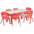 Flash Furniture Rectangle Table Set, 23.625 X 47.25 X 23.5, Plastic, Steel Top, Grey YU-YCY-060-0036-RECT-TBL-RED-GG