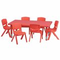 Flash Furniture Rectangle Table Set, 24 W X 48 L X 23.75 H, Plastic, Steel, Red YU-YCX-0013-2-RECT-TBL-RED-E-GG