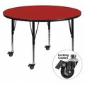 Flash Furniture Round Activity Table, 60" W X 60" L X 25.37" H, Laminate, Red XU-A60-RND-RED-T-P-CAS-GG