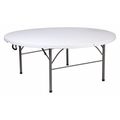 Flash Furniture Round Folding Table, 70.75" W, 70.75" L, 29" H, Plastic Top, White RB-183RFH-GG
