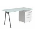 Flash Furniture Computer Desk, 31-1/2" D X 59" W X 29-1/2" H, Frosted Top/White Finish, Iron, Table Top: Glass NAN-WK-021-GG