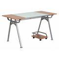 Flash Furniture Computer Desk, 27-1/2" D X 55" W X 29-3/4" H, Frosted/Cherry, Metal, Table Top: Glass NAN-WK-025-GG