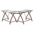 Flash Furniture L Shaped Desk, 23-1/2" D X 83-1/4" W X 29" H, Clear/Cherry, Laminate, Table Top: Glass NAN-JN-2824SL-COMBO-GG