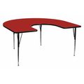 Flash Furniture Horseshoe Activity Table, 60 W X 66 L X 30.125 H, Chrome, Laminate, Particleboard, Steel, Red XU-A6066-HRSE-RED-T-A-GG