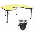 Flash Furniture Horseshoe Activity Table, 60" X 66" X 25.37", Laminate Top, Yellow XU-A6066-HRSE-YEL-T-P-CAS-GG
