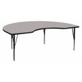 Flash Furniture Kidney Activity Table, 48" W X 96" L X 25.125" H, Laminate, Grey XU-A4896-KIDNY-GY-T-P-GG