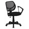 Flash Furniture Mesh Task Chair, 15-1/2" to 19-1/2", Fixed Arms, Black WA-3074-BK-A-GG