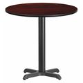 Flash Furniture Round Mahogany Laminate Table w/Rnd Base, 30", 30" W, 30" L, 31.125" H, Mahogany XU-RD-30-MAHTB-T2222-GG