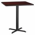 Flash Furniture Square Laminate Table, 42" W, 42" L, 43.125" H, Laminate Top, Wood Grain XU-MAHTB-4242-T3333B-GG