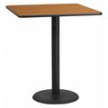 Flash Furniture Square Natural Laminate Table, 36" W, 36" L, 43.125" H, Laminate Top, Wood Grain XU-NATTB-3636-TR24B-GG