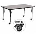 Flash Furniture Rectangle Activity Table, 30" W X 72" L X 25.37" H, Laminate, Grey XU-A3072-REC-GY-T-P-CAS-GG