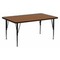 Flash Furniture Rectangle Activity Table, 30" W X 60" L X 25.25" H, Laminate, Wood Grain XU-A3060-REC-OAK-H-P-GG