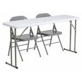 Flash Furniture Rectangle Table Set, 18" W, 60" L, 29" H, Plastic Top, White RB-1860-1-GG