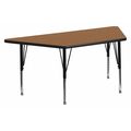 Flash Furniture Trapezoid Activity Table, 29 X 57 X 25.125, Chrome, Laminate, Particleboard, Steel Top, Wood Grain XU-A3060-TRAP-OAK-T-P-GG