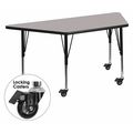Flash Furniture Trapezoid Activity Table, 22.5 W X 45 L X 25.5 H, Chrome, Laminate, Particleboard, Steel, Grey XU-A2448-TRAP-GY-H-P-CAS-GG