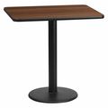 Flash Furniture Rectangle Walnut Table, Rctngl w/Round Base, 24"x30", 24" W, 30" L, 31.125" H, Laminate Top XU-WALTB-2430-TR18-GG