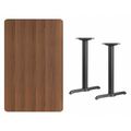 Flash Furniture Rectangle Walnut Table, Rectangle w/T-Base, 30"x48", 30" W, 48" L, 31.125" H, Laminate Top XU-WALTB-3048-T0522-GG