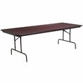 Flash Furniture Rectangle Folding Table, 36" W, 96" L, 30" H, Laminate Top, Wood Grain YT-3696-MEL-WAL-GG