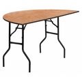 Flash Furniture Half Round Folding Table, 60" W, 30" L, 30.25" H, Wood Top, Wood Grain YT-WHRFT60-HF-GG