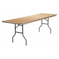 Flash Furniture Rectangle Folding Table, 30" W, 96" L, 30" H, Wood Top, Wood Grain XA-3096-BIRCH-M-GG