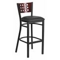 Flash Furniture Restaurant Stool, Cutout Back, Blk Seat XU-DG-60118-MAH-BAR-BLKV-GG