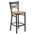 Flash Furniture Restaurant Stool, X Back, Natural Seat XU-6F8BXBK-BAR-NATW-GG