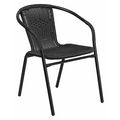 Flash Furniture Black Rattan Indoor-Outdoor Stack Chair TLH-037-BK-GG
