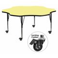 Flash Furniture Flower Activity Table, 60" W X 60" L X 25.37" H, Laminate, Yellow XU-A60-FLR-YEL-T-P-CAS-GG