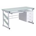 Flash Furniture Computer Desk, 25-1/2" to 33" D, 55" W, 29-3/4" H, Frosted/White, Metal, Table Top: Glass NAN-WK-017-GG