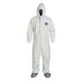 Dupont Tyvek 400 Hooded Disposable Coverall, Attached Skid-Resistant Boots, 2XL, White, 25 Pack TY122SWH2X002500