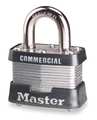 Master Lock Padlock, Keyed Alike, Standard Shackle, Rectangular Steel Body, Steel Shackle, 5/8 in W 3KA