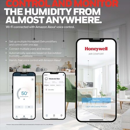 Honeywell Smart Wi-Fi Energy Star Dehumidifier for Medium Basement & Room Up to 3000 Sq. Ft. TP50AWKN