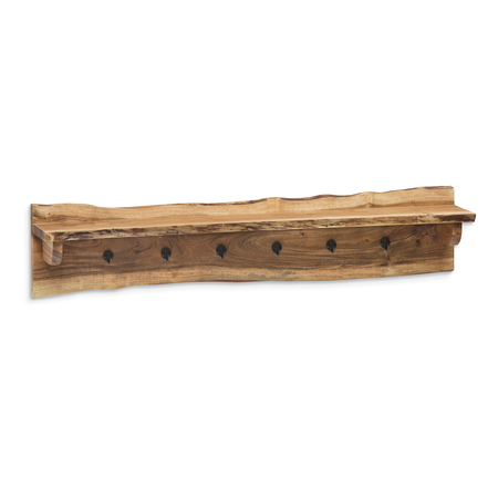 Alaterre Furniture Alpine Natural Live Edge Wood 48 Coat Hooks with Shelf