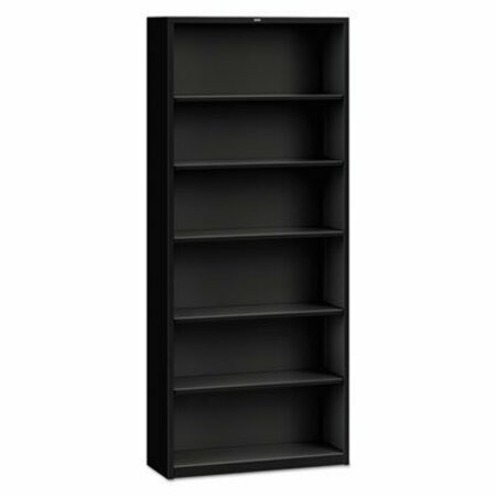 Hon HON, Metal Bookcase, Six-Shelf, 34-1/2w X 12-5/8d X 81-1/8h, Black ...