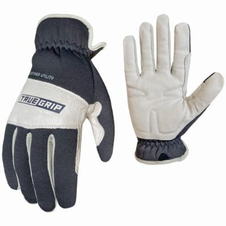 True Grip Leather-Palm Work Gloves, Suede Cowhide, Men's L