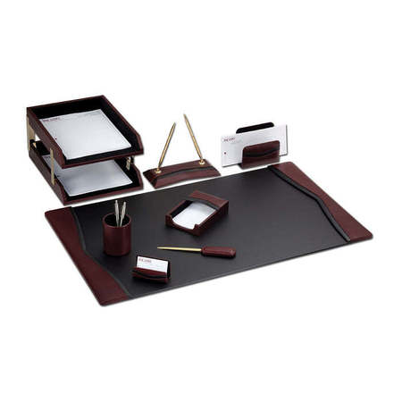 Dacasso Black Leather Double Gold Accents Pen Stand