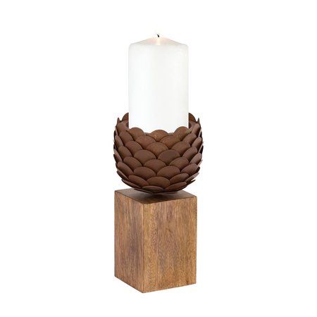 Vintiquewise Bark Wooden Pillar Rustic Candle Holder - Set of 3 QI003888.3