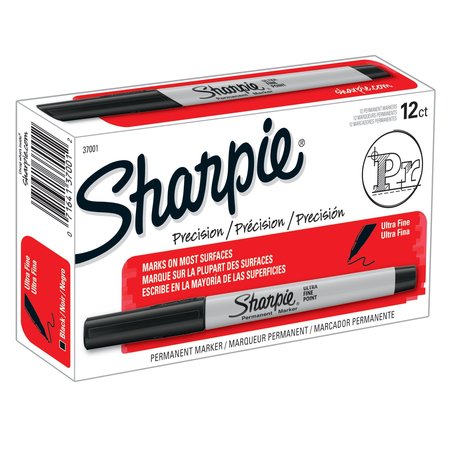 Sharpie Permanent Markers, Ultra Fine Point, Black, 12 Count, Blue