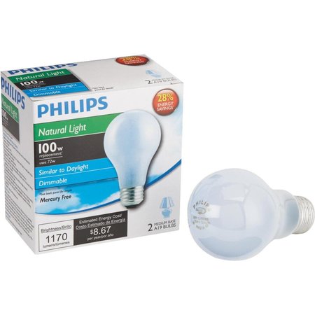 warmte geur deelnemer Philips Lighting Philips EcoVantage 72 W A19 A-Line Halogen Bulb 1170 lm  Natural Light , 2PK 226993 | Zoro
