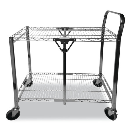 Bostitch Stowaway Folding Carts 2 Shelves 35W x 37.25d x 22H Chrome 250 lb Capacity
