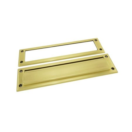 BALDWIN Estate Satin Brass with Brown Mail Slot 0012.060