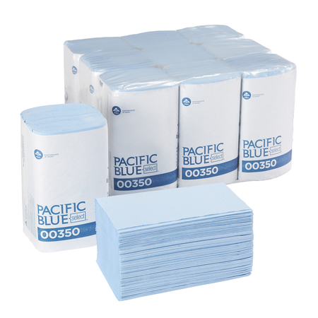 Georgia-Pacific Pacific Blue Select Single Fold Paper Towels, 2 Ply, 250 Sheets, Blue, 9 PK 00350