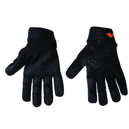 Klein Tools Mechanics Gloves, M, Black, Reinforced Padded, Fabric 40232