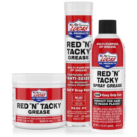 LUCAS OIL Red N Tacky Grease, 1x1/400 lb Drum 10029