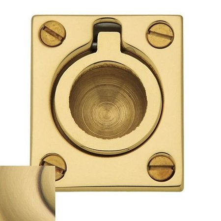 BALDWIN Estate Satin Brass with Brown Flush Ring Pull 0392.060