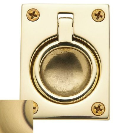 BALDWIN Estate Satin Brass with Brown Flush Ring Pull 0394.060