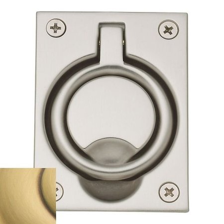 BALDWIN Estate Satin Brass with Brown Flush Ring Pull 0395.060